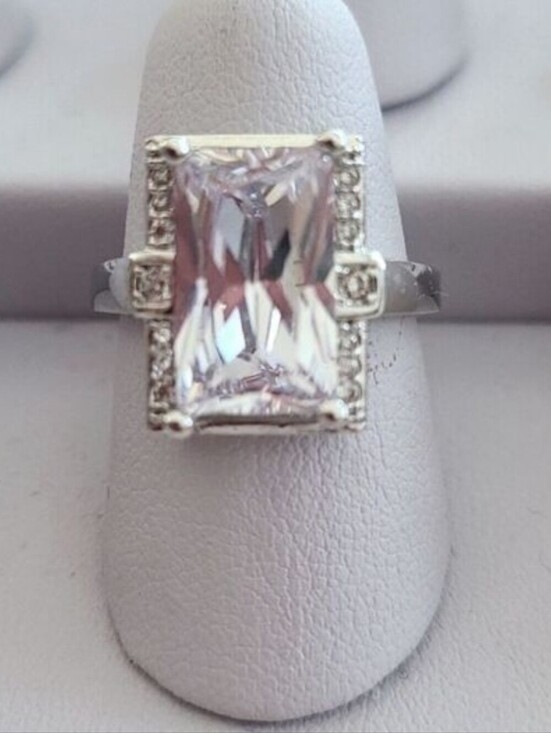 Trïbe Fashions Jewelry - TRÏBE STERLING silver Plated Radiant shape CZ Engagement Ring Size 7 NWT